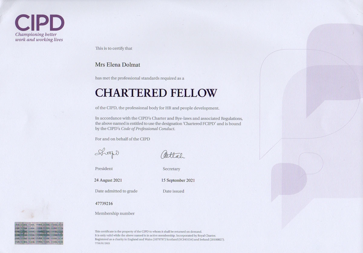 CIPD Fellow Certificate